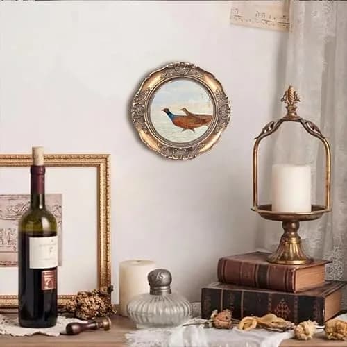 WINPLUS+ Vintage Round Picture Frame 4x4 Inch (10x10 cm) | Antique Bronze Resin with Embossed Floral Detail thumbnail 2