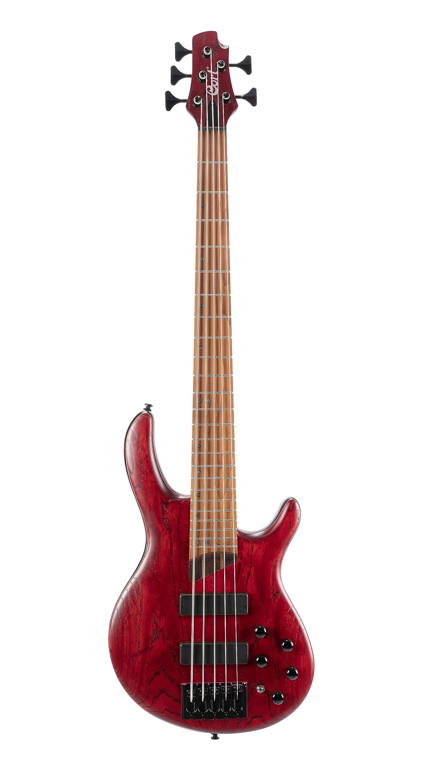 Cort Artisan Series B5 Element 5-String Bass Guitar, Open Pore Burgundy Red | Roasted Maple & Ash