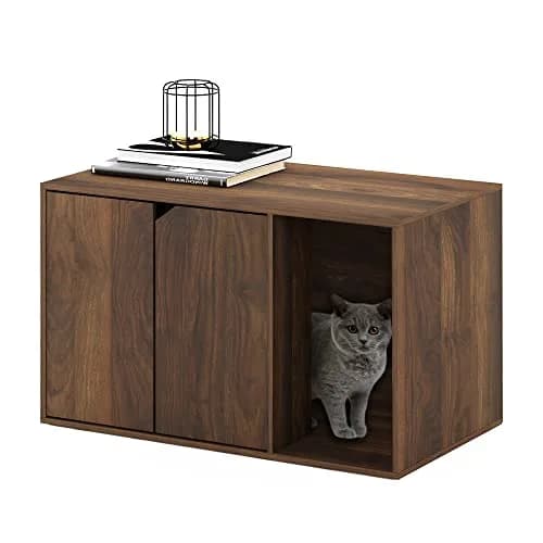 Furinno Peli Litter Box Enclosure, Columbia Walnut | Modern Hidden Cat Furniture (70-120 chars) thumbnail 1