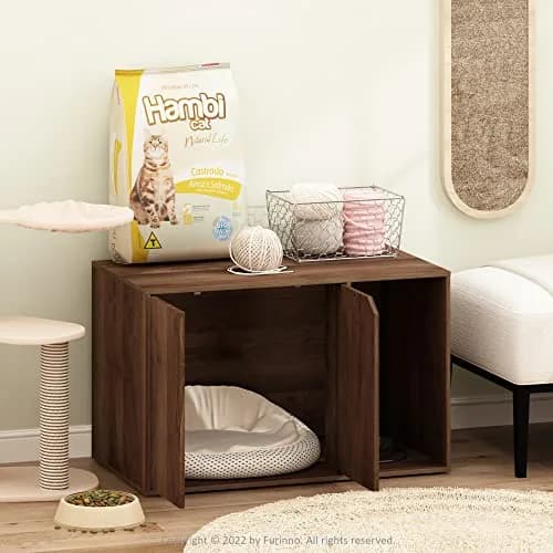 Furinno Peli Litter Box Enclosure, Columbia Walnut | Modern Hidden Cat Furniture (70-120 chars) thumbnail 2