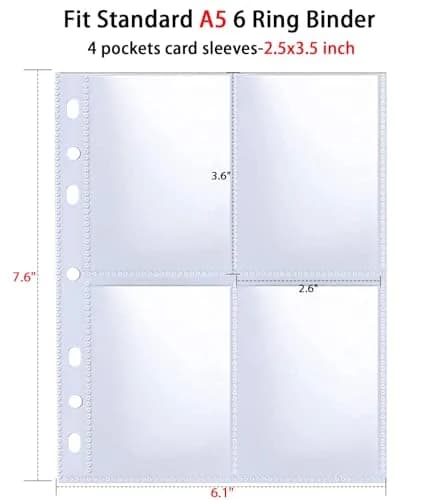 WITHYU 40 Pack 320 Pockets A5 Binder Sleeves | Double-Sided 4 Pocket Photocard Sheets for Game & Trading Cards thumbnail 4