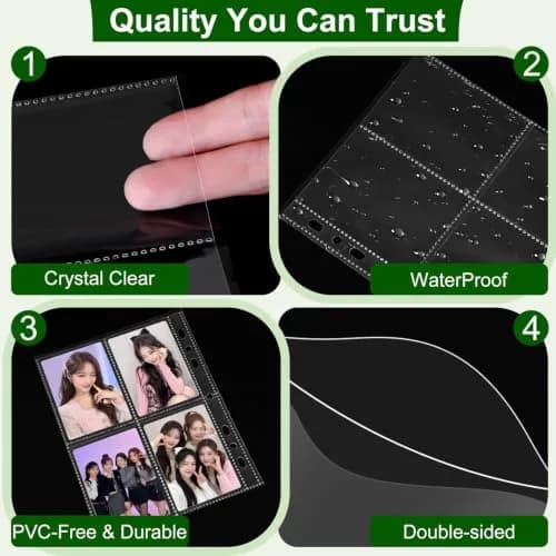 WITHYU 40 Pack 320 Pockets A5 Binder Sleeves | Double-Sided 4 Pocket Photocard Sheets for Game & Trading Cards thumbnail 3