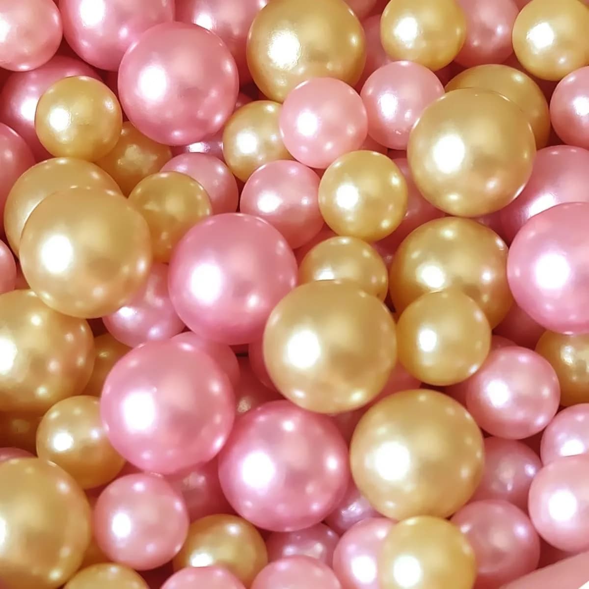 Cymtoo Gold Pink Pearls for Vase Filler Pearl Beads No Hole Makeup Beads | 10/14mm Round ABS Plastic — Gold, pink
