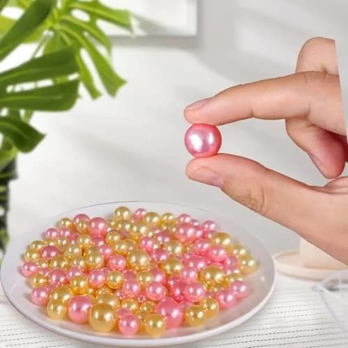 Cymtoo Gold Pink Pearls for Vase Filler Pearl Beads No Hole Makeup Beads | 10/14mm Round ABS Plastic thumbnail 6
