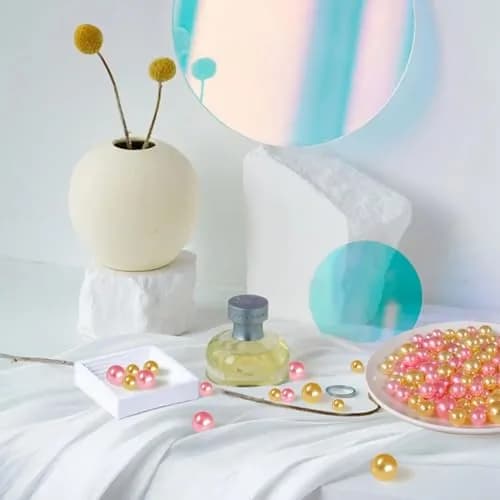 Cymtoo Gold Pink Pearls for Vase Filler Pearl Beads No Hole Makeup Beads | 10/14mm Round ABS Plastic thumbnail 7