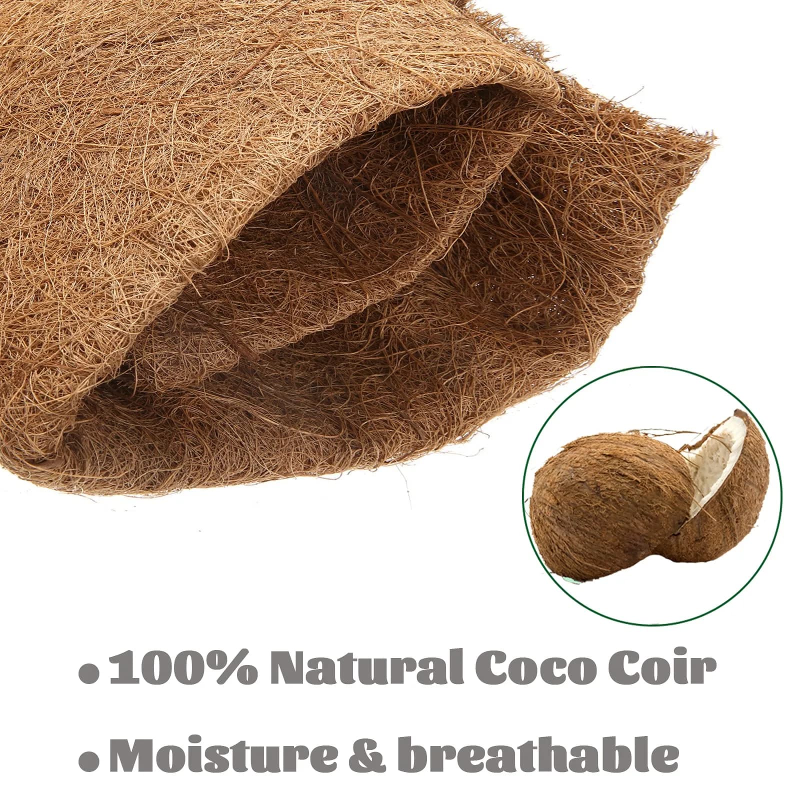 MIOHNAN Natural Coco Coir Fiber Liner Roll Sheet - 16 x 96 inch - view 3