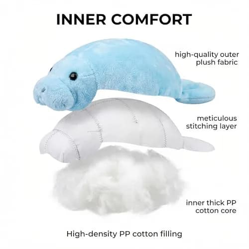 Frankiezhou Home Manatee Plush Toy - Blue 7 inch | Realistic Marine Animal Plush Gift for Kids thumbnail 2