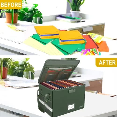 ENGPOW Fireproof Document Box with Lock & Zipper Lid 33L (15.55" x 12.2" x 10") | Collapsible & Portable for Letter/Legal Files thumbnail 7
