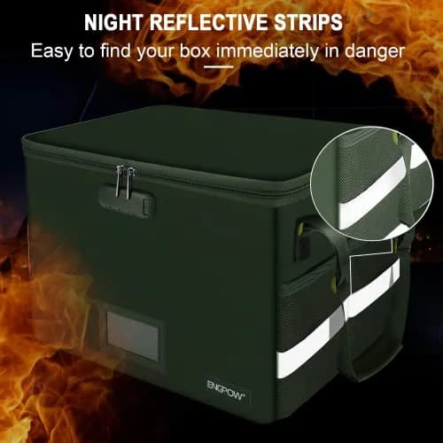 ENGPOW Fireproof Document Box with Lock & Zipper Lid 33L (15.55" x 12.2" x 10") | Collapsible & Portable for Letter/Legal Files thumbnail 8