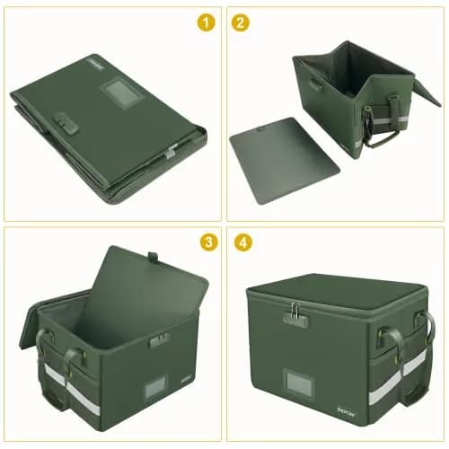 ENGPOW Fireproof Document Box with Lock & Zipper Lid 33L (15.55" x 12.2" x 10") | Collapsible & Portable for Letter/Legal Files thumbnail 9