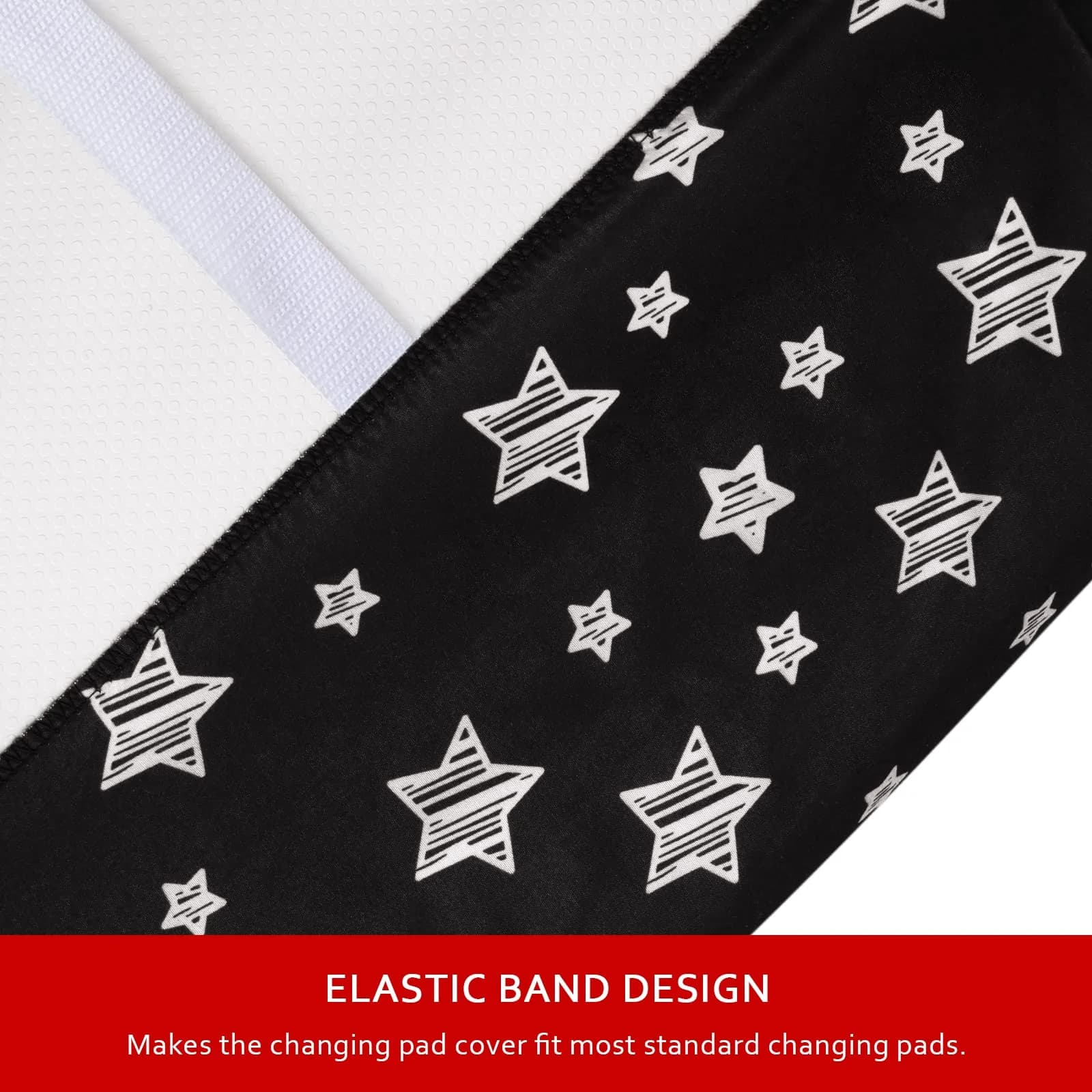 Moonsea Grey & Black Organic Cotton Changing Pad Cover (32" x 16") - Soft & Breathable - view 4