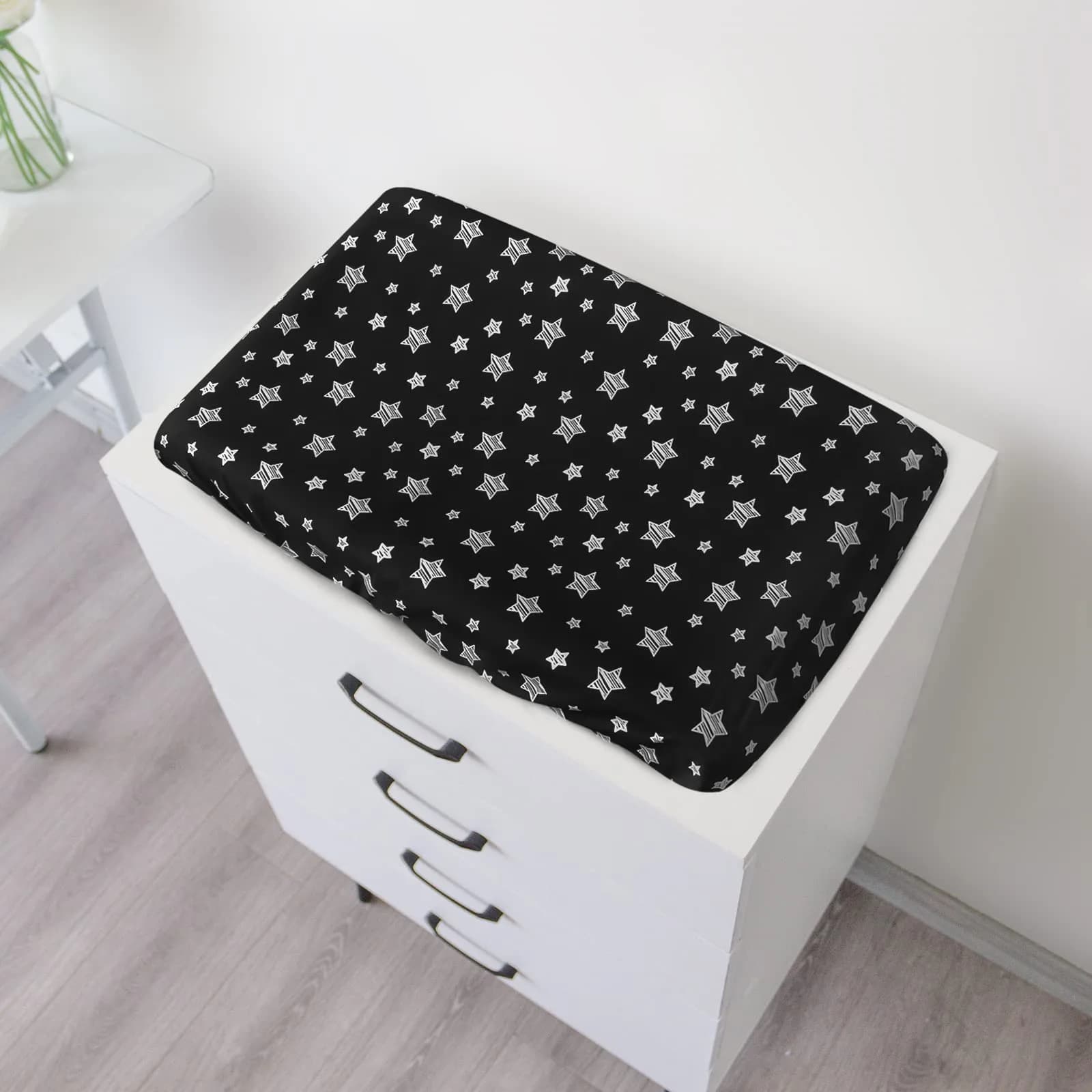 Moonsea Grey & Black Organic Cotton Changing Pad Cover (32" x 16") - Soft & Breathable - view 3