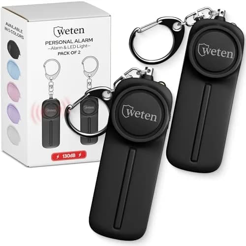 WETEN Personal Safety Alarm Keychain for Women, 130dB Siren, 2 Pack Black | Loudest Self-Defense Device for Night Walks & Travel thumbnail 1