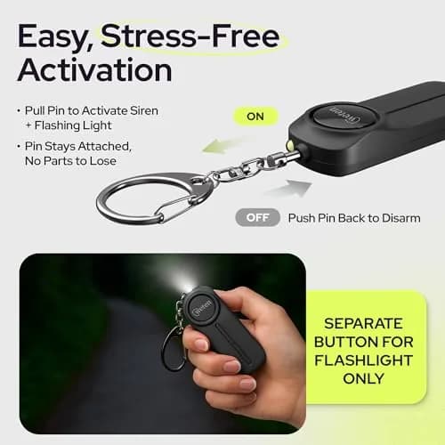 WETEN Personal Safety Alarm Keychain for Women, 130dB Siren, 2 Pack Black | Loudest Self-Defense Device for Night Walks & Travel thumbnail 3