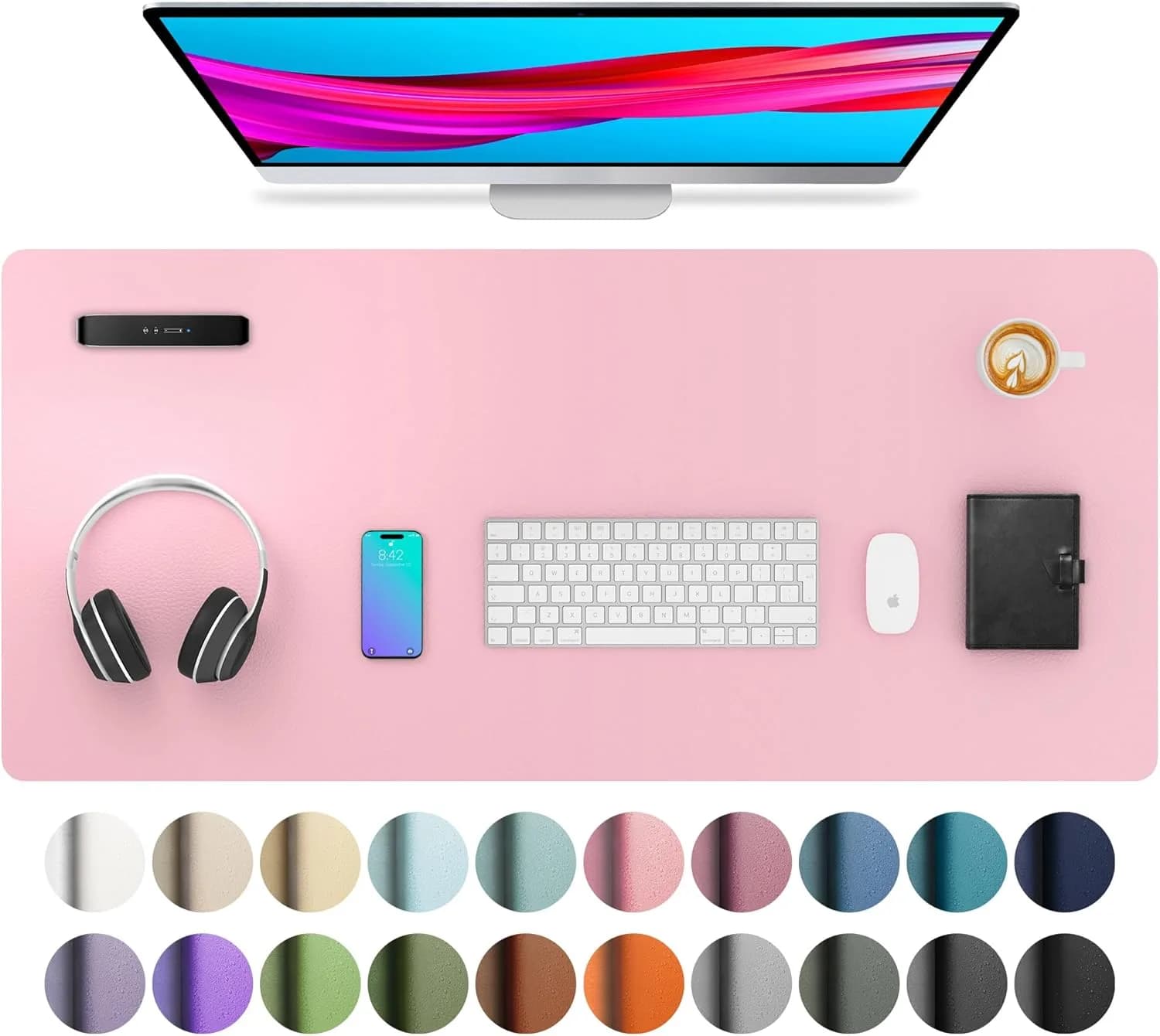 Aothia PU Leather Desk Pad (36" x 17", Fairy Pink) | Protects Desk, Doubles as Mouse Pad - main product image