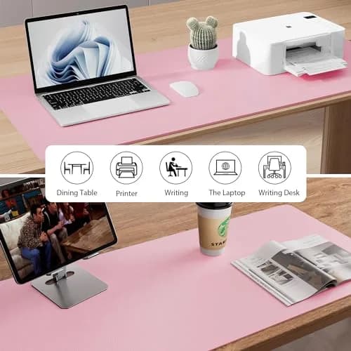 Aothia Leather Desk Pad Protector - Large Mouse Pad, Non-Slip PU Leather Blotter 91cm x 43cm (36" x 17") | Protects Desks from Scratches, Spills, and Heat thumbnail 5
