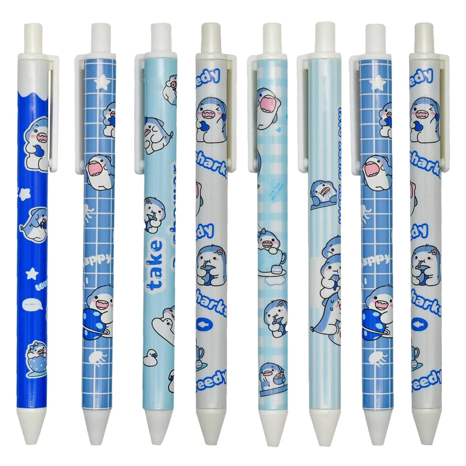 Maydahui 12 PCS Blue Baby Shark Gel Pen | Smooth, Fine Point, Cartoon Animal Design — Shark