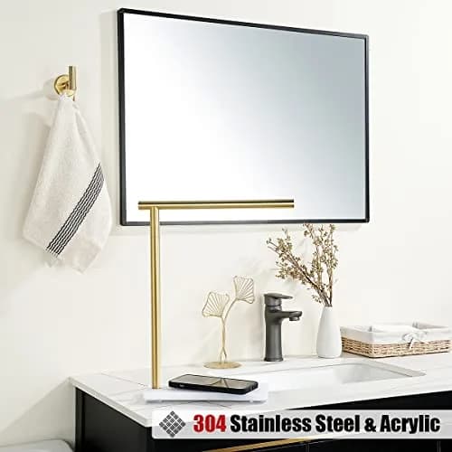 JQK Hand Towel Holder Stand Brushed Gold 12 Inch Bar | Modern Free Standing Countertop Rack thumbnail 4