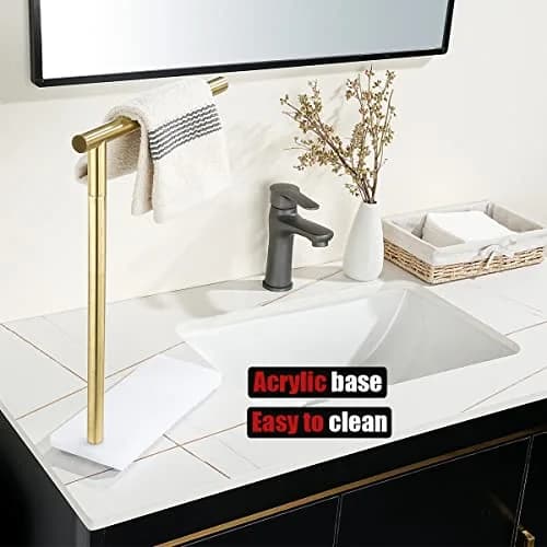 JQK Hand Towel Holder Stand Brushed Gold 12 Inch Bar | Modern Free Standing Countertop Rack thumbnail 5
