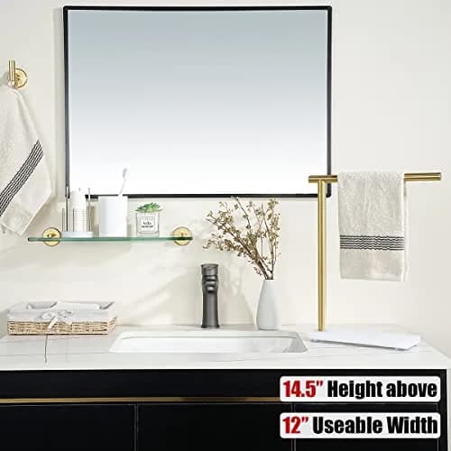 JQK Hand Towel Holder Stand Brushed Gold 12 Inch Bar | Modern Free Standing Countertop Rack thumbnail 3