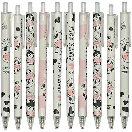 Maydahui 12 PCS Milk Cow Gel Pen 0.5 mm Black Ink | Cute Animal Design for Smooth Writing thumbnail 1