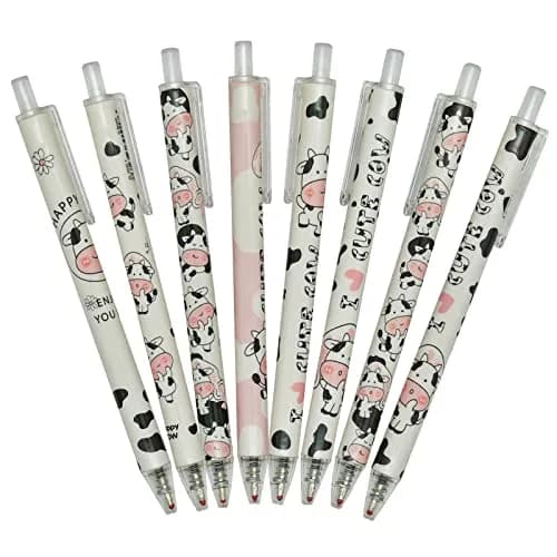 Maydahui 12 PCS Milk Cow Gel Pen 0.5 mm Black Ink | Cute Animal Design for Smooth Writing thumbnail 7