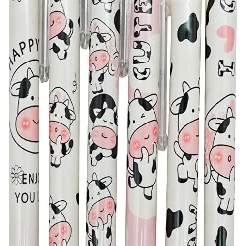 Maydahui 12 PCS Milk Cow Gel Pen 0.5 mm Black Ink | Cute Animal Design for Smooth Writing thumbnail 3