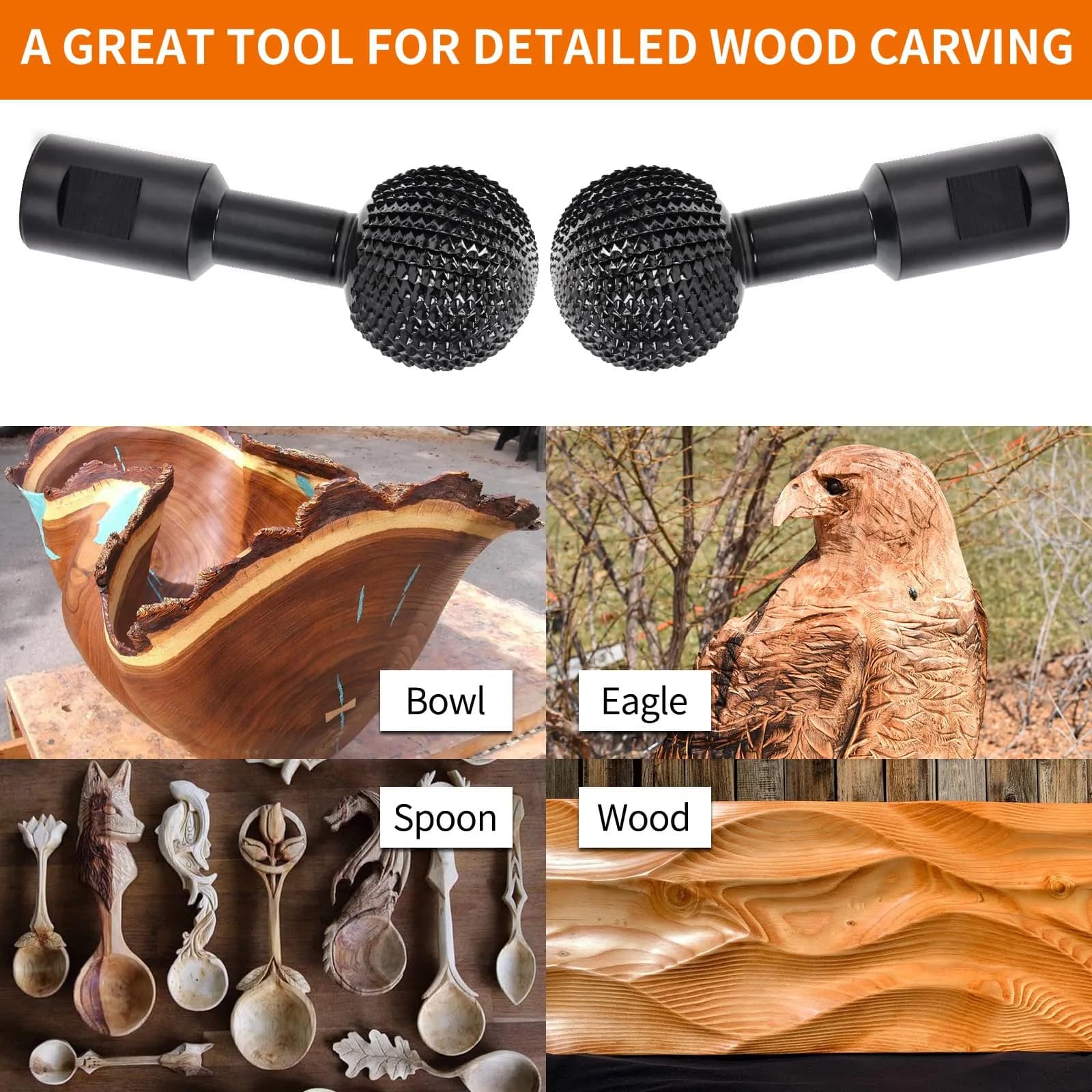 Pomsare Wood Sanding Ball Gouge Disc with 5/8-11 Threads for 4.5-5 Inch Angle Grinders | Power Carving Tool for Wood - view 5