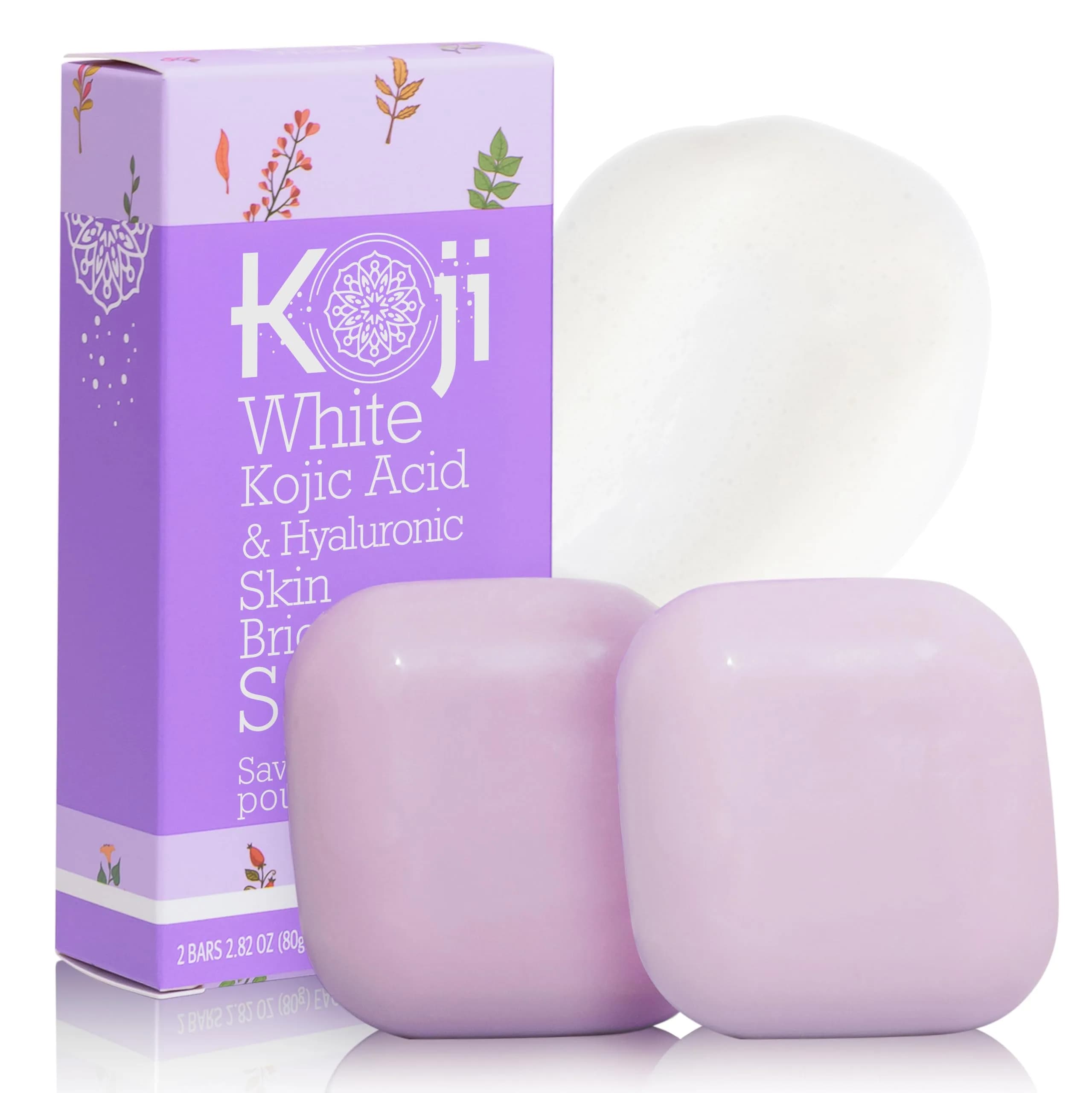 Koji White Kojic Acid & Hyaluronic Acid Skin Brightening Soap 2 Bars | Hydrating, Anti-Aging, Vegan