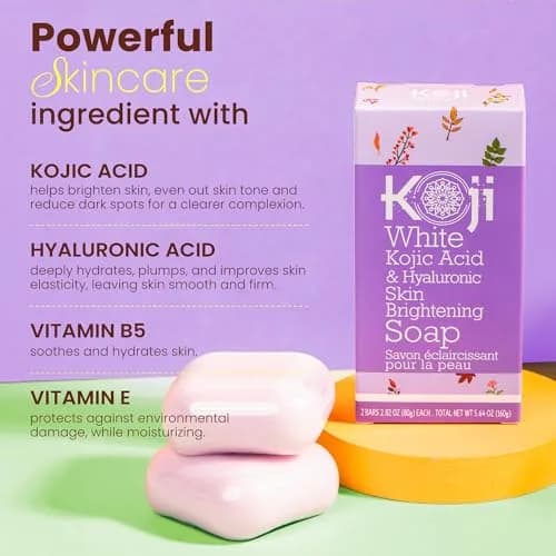 Koji White Kojic Acid & Hyaluronic Acid Skin Brightening Soap 2 Bars | Hydrating, Anti-Aging, Vegan thumbnail 4