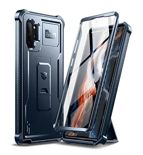 Dexnor for Samsung Galaxy Note 10+ Plus Case, Built-in Screen Protector & Kickstand | Heavy Duty Military Grade Shockproof Cover (Blue) thumbnail 1