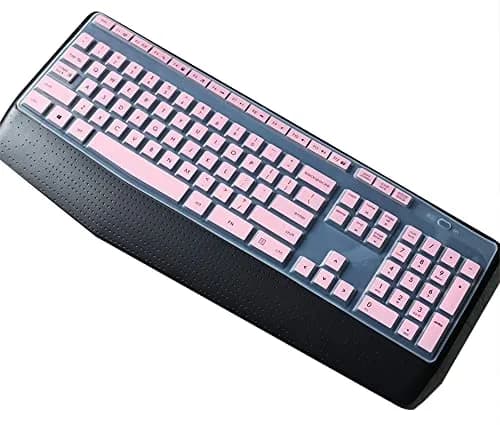 UHamn Dust-Proof Silicone Keyboard Skin Cover for Logitech MK345 K345, Pink | Ultra Thin, Waterproof & Dustproof thumbnail 1
