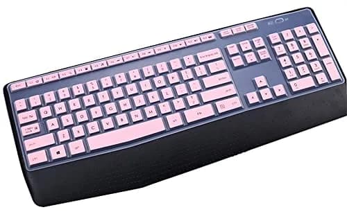 UHamn Dust-Proof Silicone Keyboard Skin Cover for Logitech MK345 K345, Pink | Ultra Thin, Waterproof & Dustproof thumbnail 2