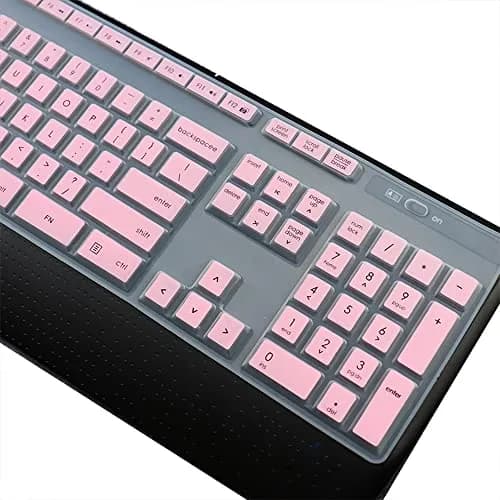 UHamn Dust-Proof Silicone Keyboard Skin Cover for Logitech MK345 K345, Pink | Ultra Thin, Waterproof & Dustproof thumbnail 3