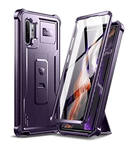 Dexnor Samsung Galaxy Note 10+ Plus Case with Built-in Screen Protector & Kickstand | Heavy Military Grade Shockproof Cover (6.8 inches, Purple) thumbnail 1