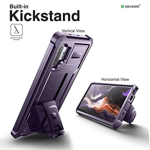 Dexnor Samsung Galaxy Note 10+ Plus Case with Built-in Screen Protector & Kickstand | Heavy Military Grade Shockproof Cover (6.8 inches, Purple) thumbnail 4