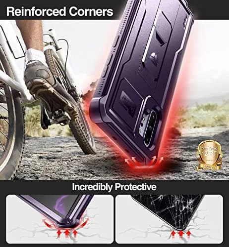 Dexnor Samsung Galaxy Note 10+ Plus Case with Built-in Screen Protector & Kickstand | Heavy Military Grade Shockproof Cover (6.8 inches, Purple) thumbnail 3