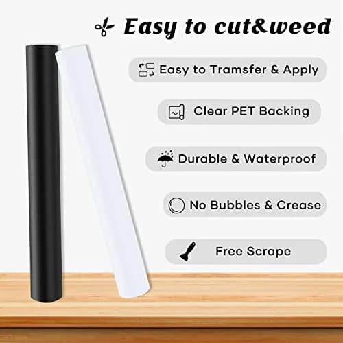 HTVRONT Matte Black & White Permanent Vinyl Roll 2-Pack 30cm x 4.2m (12" x 14FT) | Easy Cut & Weed thumbnail 3