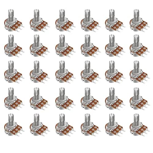 Taiss 30pcs 100K Potentiometer Variable Resistors 3 Terminals Linear Taper Rotary Audio B Type Potentiometer, Volume Control Shaft 15mm | Durable Metal Construction thumbnail 1
