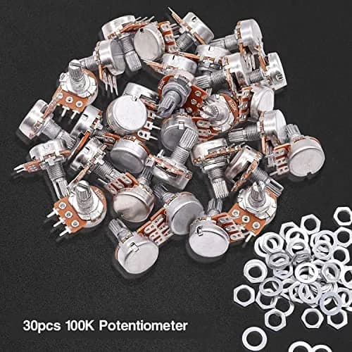 Taiss 30pcs 100K Potentiometer Variable Resistors 3 Terminals Linear Taper Rotary Audio B Type Potentiometer, Volume Control Shaft 15mm | Durable Metal Construction thumbnail 3