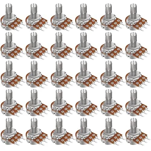 Taiss 30pcs 10K Ohm Potentiometer | Rotary Linear Taper Volume Control with 15mm Shaft thumbnail 1