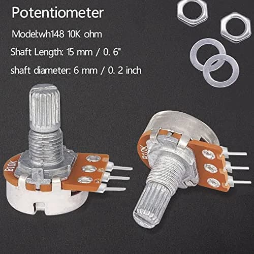Taiss 30pcs 10K Ohm Potentiometer | Rotary Linear Taper Volume Control with 15mm Shaft thumbnail 5