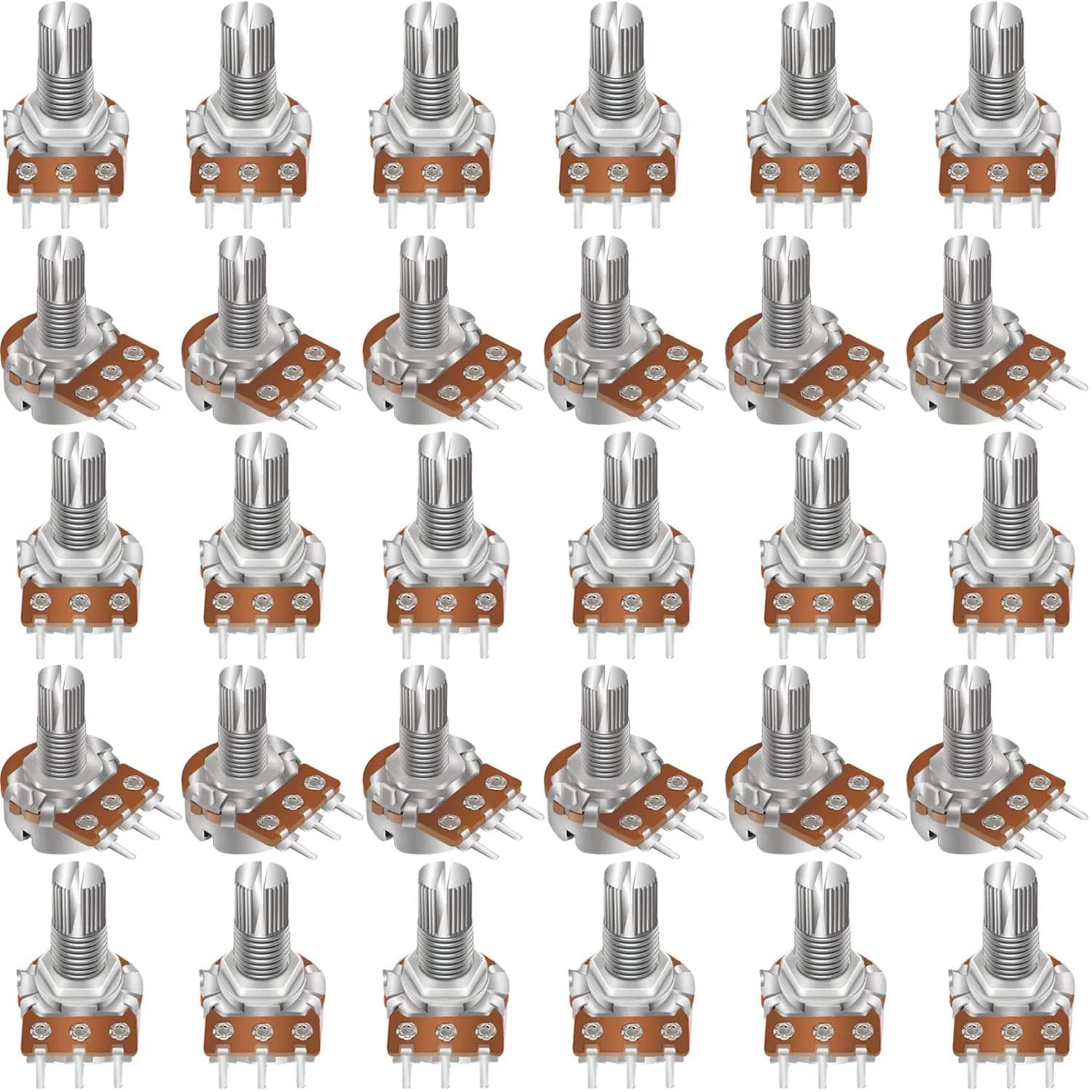 Taiss 30pcs 1M Potentiometer Variable Resistors 3 Terminals | Linear Taper Rotary Audio B Type