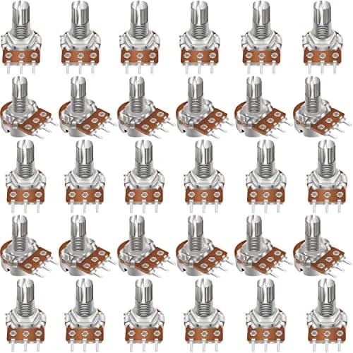 Taiss 30pcs 1M Potentiometer Variable Resistors 3 Terminals | Linear Taper Rotary Audio B Type thumbnail 1