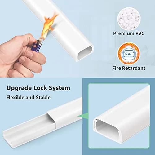 ZhiYo 68" Cord Covers for Wires on Wall, Black Cord Hider, 0.95"W x 0.47"H | Paintable & Cuttable Wall Cable Raceway thumbnail 5