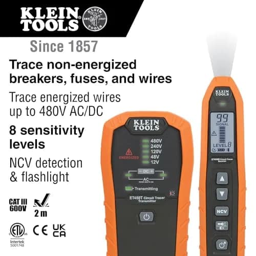 Klein Tools ET450 Advanced Circuit Breaker Finder and Wire Tracer Kit | Professional Electrical Testing Device thumbnail 2