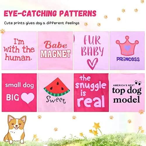 Reginary Dog Shirts Small Size | Cute Pattern, 8 Pack, Soft Cotton, Valentine Design thumbnail 2
