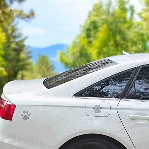 LZLRUN 4PCS Crystal 3D Chrome Dog Paw Footprint Car Decoration Sticker | Weatherproof Vinyl Decals for Cars, Laptops, and More thumbnail 4