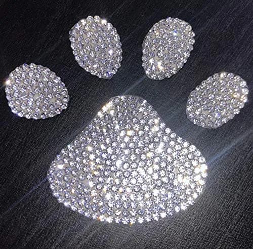 LZLRUN 4PCS Crystal 3D Chrome Dog Paw Footprint Car Decoration Sticker | Weatherproof Vinyl Decals for Cars, Laptops, and More thumbnail 3