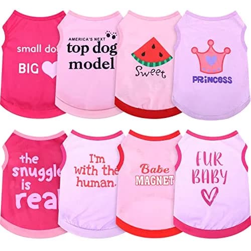 Reginary Dog Shirts Small | Cute Pattern, Size S, 8 Pack, Breathable Cotton thumbnail 1